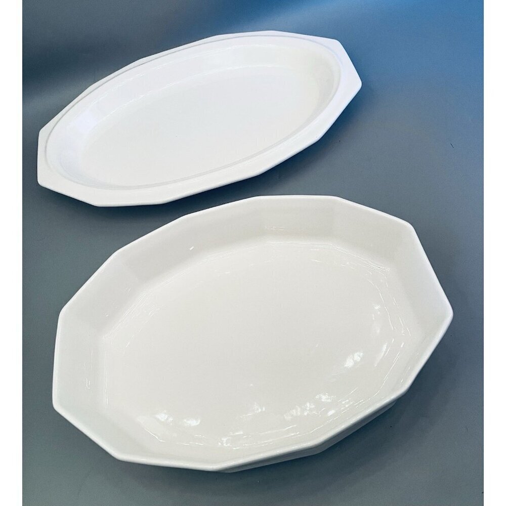 Set of 2 Vintage USA Heritage White Dishes- Serving Platter & Baker Pfaltzgraff